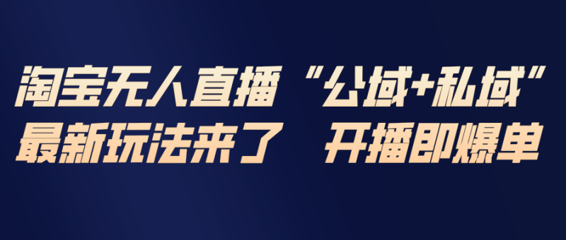 淘宝无人直播最新玩法，包含私域和公域两种玩法网创-网赚-电商-tk-出海-AI-抖音-快手-小红书-视频号-玩法-创业-小程序-公众号-私域-s粉网创智库