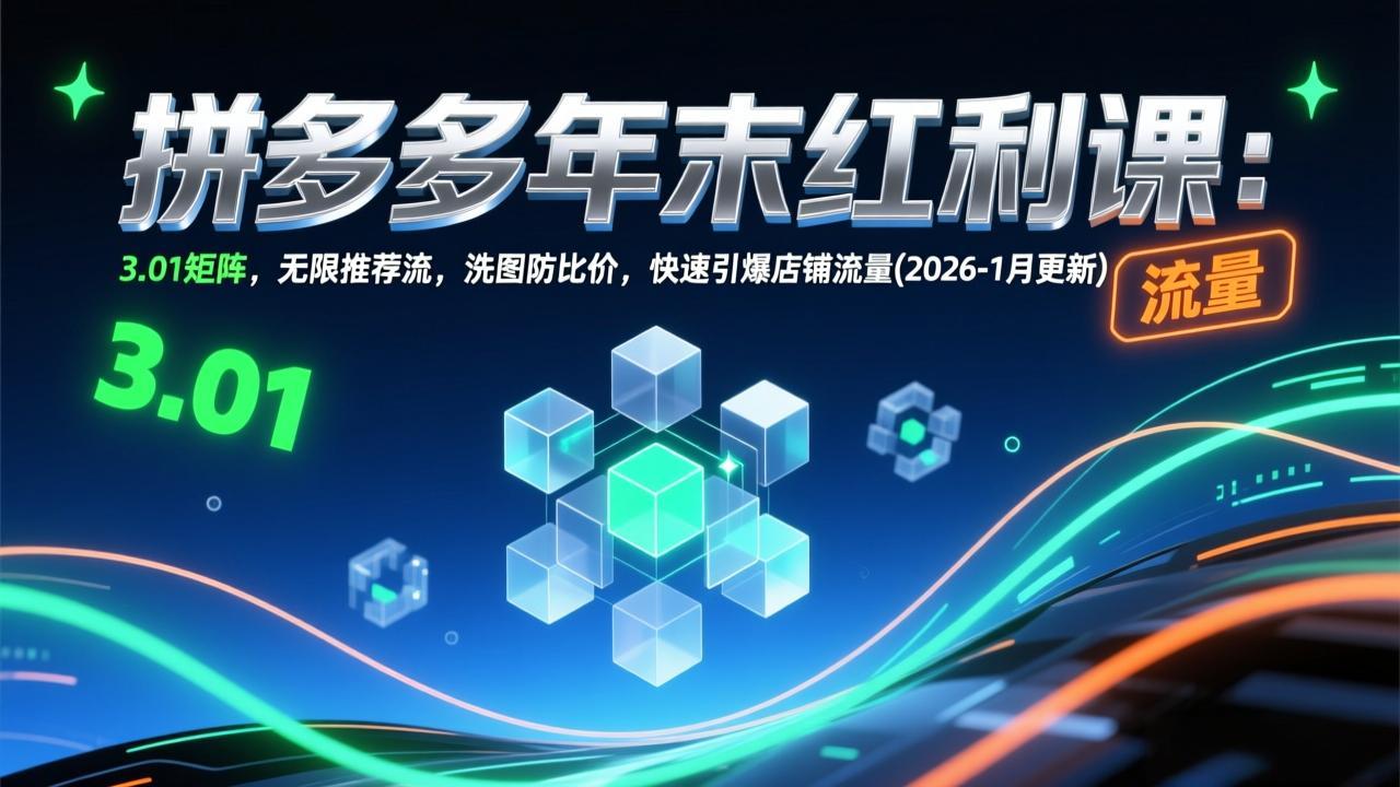 拼多多年末红利课：3.01矩阵，无限推荐流，洗图防比价，快速引爆店铺流量(2026-1月更新 - 网创智库网创-网赚-电商-tk-出海-AI-抖音-快手-小红书-视频号-玩法-创业-小程序-公众号-私域-s粉网创智库