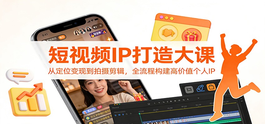 短视频IP打造大课：从定位变现到拍摄剪辑，全流程构建高价值个人IP - 网创智库网创-网赚-电商-tk-出海-AI-抖音-快手-小红书-视频号-玩法-创业-小程序-公众号-私域-s粉网创智库