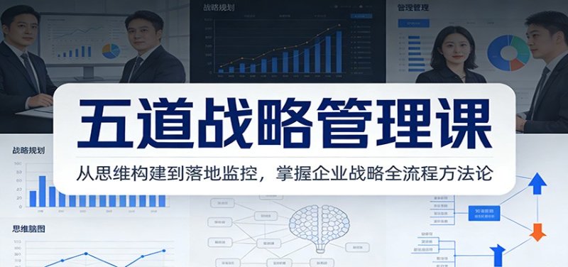 五道战略管理课：从思维构建到落地监控，掌握企业战略全流程方法论网创-网赚-电商-tk-出海-AI-抖音-快手-小红书-视频号-玩法-创业-小程序-公众号-私域-s粉网创智库