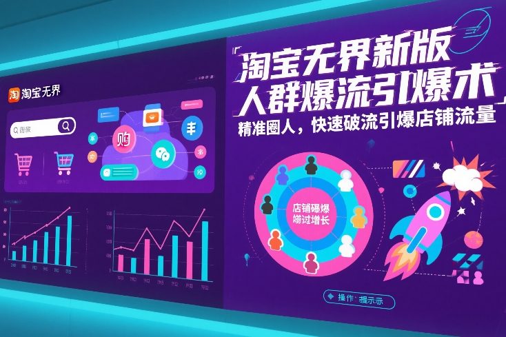 淘宝无界新版人群爆流引爆术,精准圈人,快速破流引爆店铺流量网创-网赚-电商-tk-出海-AI-抖音-快手-小红书-视频号-玩法-创业-小程序-公众号-私域-s粉网创智库