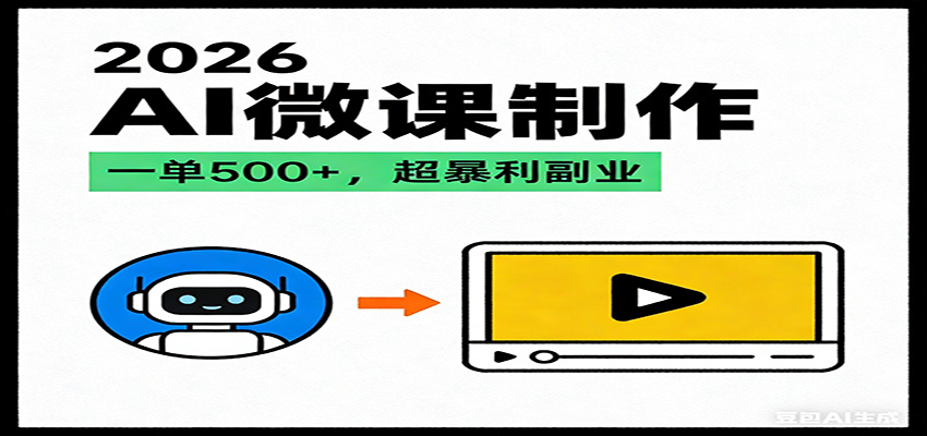 2026AI 风口最稳副业：微课代写制作，一单 500+，人人可做的蓝海项目 - 网创智库网创-网赚-电商-tk-出海-AI-抖音-快手-小红书-视频号-玩法-创业-小程序-公众号-私域-s粉网创智库