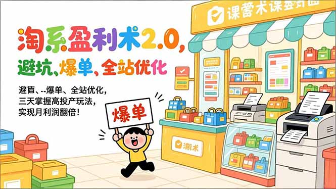 淘系盈利术2.0,避坑、爆单、全站优化,三天掌握高投产玩法,实现月利润翻倍!网创-网赚-电商-tk-出海-AI-抖音-快手-小红书-视频号-玩法-创业-小程序-公众号-私域-s粉网创智库