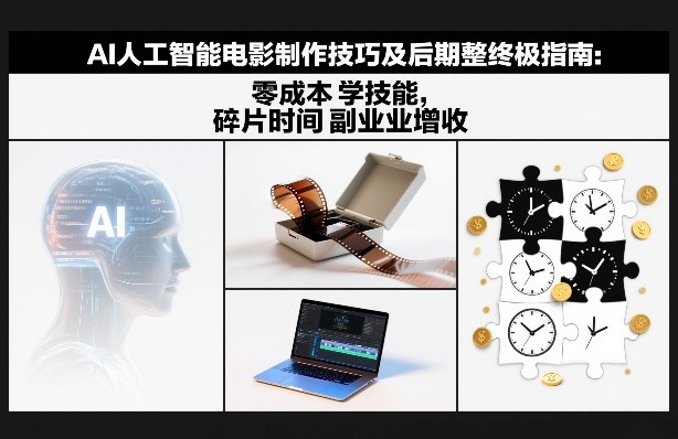 AI人工智能电影制作技巧及后期完整终极指南:零成本学技能,碎片时间副业增收网创-网赚-电商-tk-出海-AI-抖音-快手-小红书-视频号-玩法-创业-小程序-公众号-私域-s粉网创智库