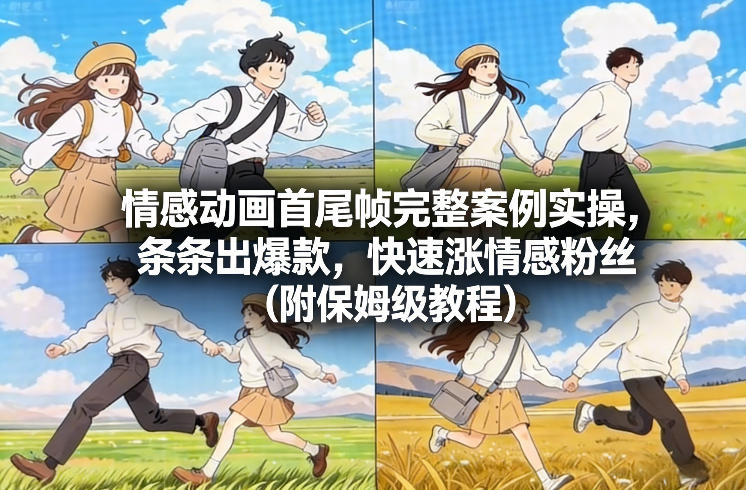 情感动画首尾帧完整案例实操，条条出爆款，快速涨情感粉丝(附保姆级教程)网创-网赚-电商-tk-出海-AI-抖音-快手-小红书-视频号-玩法-创业-小程序-公众号-私域-s粉网创智库