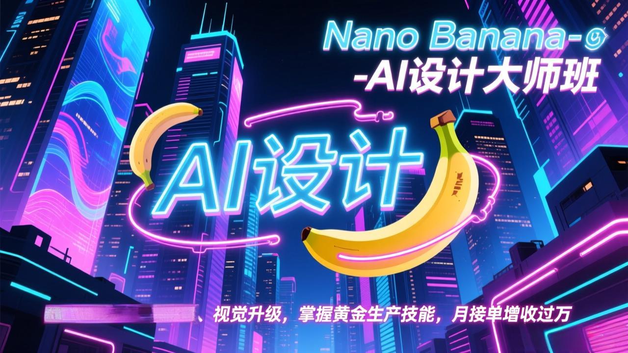 Nano Banana-AI设计大师班，修图合成、广告创作、视觉升级，掌握黄金生产技能，月接单增收过万 - 网创智库网创-网赚-电商-tk-出海-AI-抖音-快手-小红书-视频号-玩法-创业-小程序-公众号-私域-s粉网创智库
