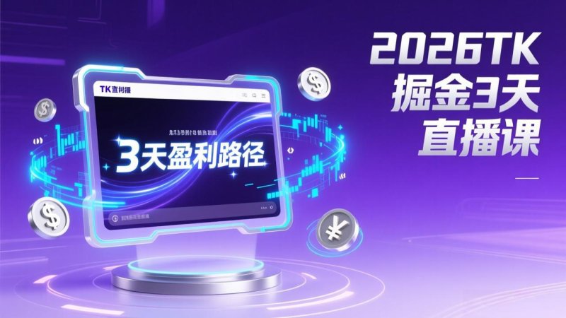 2026TK掘金直播课，起号涨粉+直播带货+商单变现+3天打通盈利路径，月入过万美金网创-网赚-电商-tk-出海-AI-抖音-快手-小红书-视频号-玩法-创业-小程序-公众号-私域-s粉网创智库
