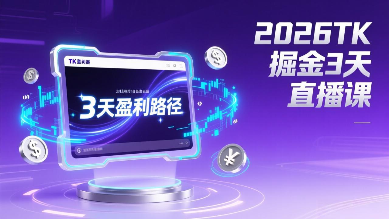 2026TK掘金直播课，起号涨粉+直播带货+商单变现+3天打通盈利路径，月入过万美金 - 网创智库网创-网赚-电商-tk-出海-AI-抖音-快手-小红书-视频号-玩法-创业-小程序-公众号-私域-s粉网创智库