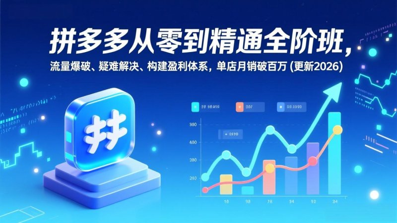 拼多多从零到精通全阶班，流量爆破、疑难解决，构建盈利体系，单店月销破百万(更新2026网创-网赚-电商-tk-出海-AI-抖音-快手-小红书-视频号-玩法-创业-小程序-公众号-私域-s粉网创智库