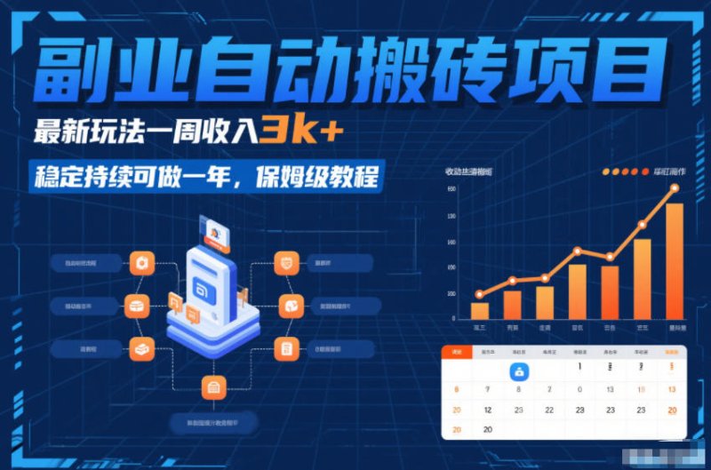 副业自动搬砖项目，最新玩法一周收入3k+，稳定持续可做一年，保姆级教程【揭秘】网创-网赚-电商-tk-出海-AI-抖音-快手-小红书-视频号-玩法-创业-小程序-公众号-私域-s粉网创智库