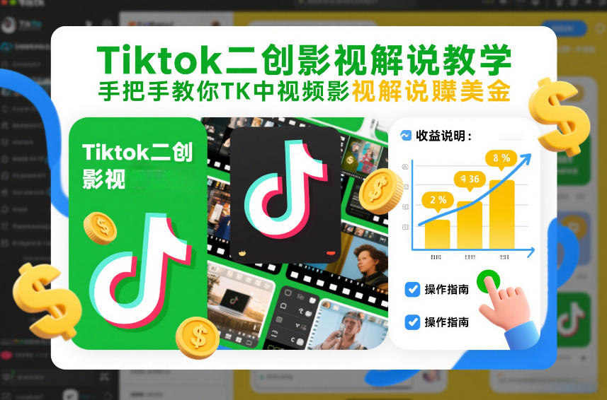 Tiktok二创影视解说教学，手把手教你TK中视频影视解说賺美金(更新26年1月) - 网创智库网创-网赚-电商-tk-出海-AI-抖音-快手-小红书-视频号-玩法-创业-小程序-公众号-私域-s粉网创智库