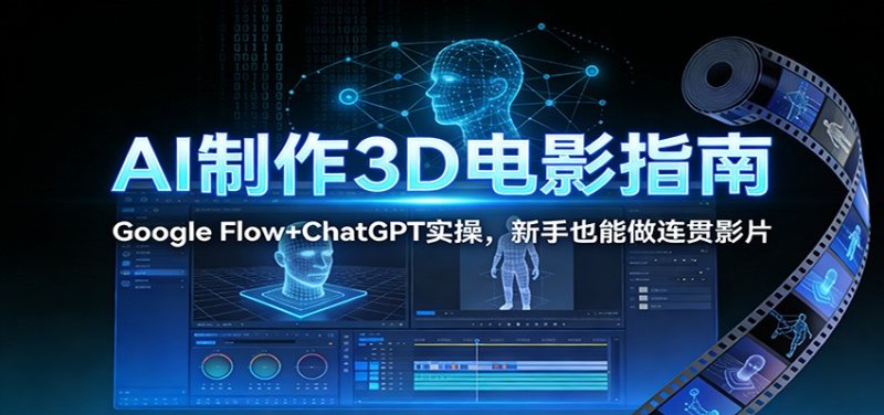 AI制作3D电影指南：Google Flow+ChatGPT实操，新手也能做连贯影片网创-网赚-电商-tk-出海-AI-抖音-快手-小红书-视频号-玩法-创业-小程序-公众号-私域-s粉网创智库