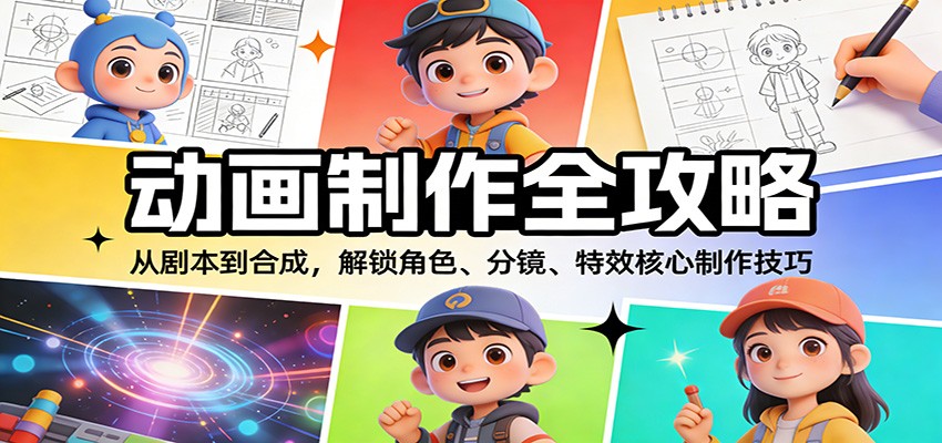 动画制作全攻略：从剧本到合成，解锁角色、分镜、特效核心制作技巧 - 网创智库网创-网赚-电商-tk-出海-AI-抖音-快手-小红书-视频号-玩法-创业-小程序-公众号-私域-s粉网创智库