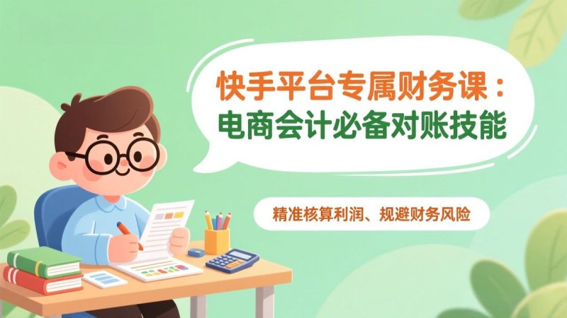 快手平台专属财务课：电商会计必备对账技能，精准核算利润、规避财务风险网创-网赚-电商-tk-出海-AI-抖音-快手-小红书-视频号-玩法-创业-小程序-公众号-私域-s粉网创智库