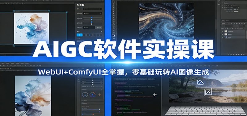 AIGC软件实操课：WebUI+ComfyUI全掌握，零基础玩转AI图像生成网创-网赚-电商-tk-出海-AI-抖音-快手-小红书-视频号-玩法-创业-小程序-公众号-私域-s粉网创智库