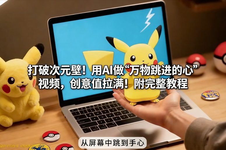 打破次元壁！用AI做【万物跳进手心】视频，创意值拉满！附完整教程网创-网赚-电商-tk-出海-AI-抖音-快手-小红书-视频号-玩法-创业-小程序-公众号-私域-s粉网创智库