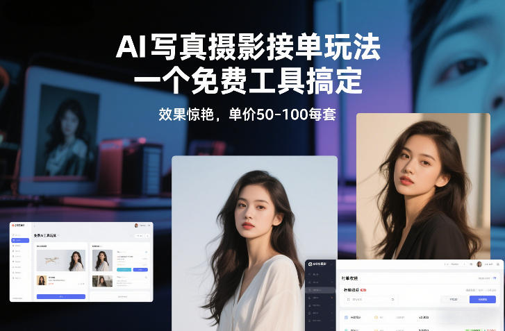 AI写真摄影接单玩法，一个免费工具搞定，效果惊艳，单价50-100每套网创-网赚-电商-tk-出海-AI-抖音-快手-小红书-视频号-玩法-创业-小程序-公众号-私域-s粉网创智库