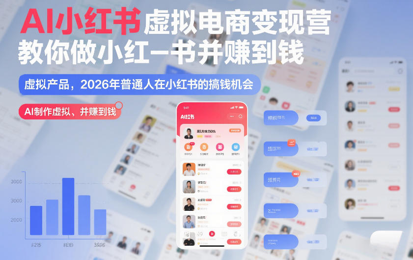 AI小红书虚拟电商变现营，教你做小红书并賺到钱，虚拟产品，2026年普通人在小红书的搞钱机会(更新中) - 网创智库网创-网赚-电商-tk-出海-AI-抖音-快手-小红书-视频号-玩法-创业-小程序-公众号-私域-s粉网创智库