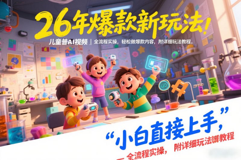 26年爆款新玩法，儿童科普AI视频，全流程实操，轻松做爆款内容，小白直接上手，附详细玩法教程网创-网赚-电商-tk-出海-AI-抖音-快手-小红书-视频号-玩法-创业-小程序-公众号-私域-s粉网创智库