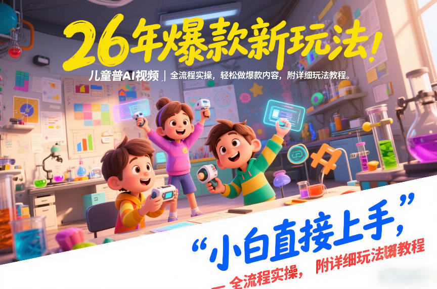 26年爆款新玩法，儿童科普AI视频，全流程实操，轻松做爆款内容，小白直接上手，附详细玩法教程 - 网创智库网创-网赚-电商-tk-出海-AI-抖音-快手-小红书-视频号-玩法-创业-小程序-公众号-私域-s粉网创智库