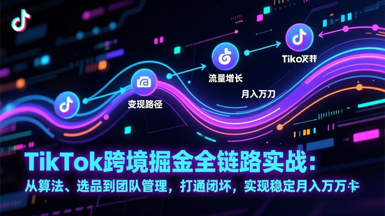 TikTok跨境掘金全链路实战：从算法、选品到团队管理，打通闭环，实现稳定月入万刀 - 网创智库网创-网赚-电商-tk-出海-AI-抖音-快手-小红书-视频号-玩法-创业-小程序-公众号-私域-s粉网创智库