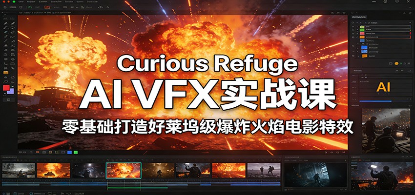 Curious Refuge AI VFX实战课,零基础打造好莱坞级爆炸火焰电影特效 - 网创智库网创-网赚-电商-tk-出海-AI-抖音-快手-小红书-视频号-玩法-创业-小程序-公众号-私域-s粉网创智库
