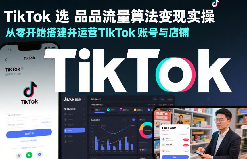 TikTok选品流量算法变现实操，从零开始搭建并运营TikTok账号与店铺 - 网创智库网创-网赚-电商-tk-出海-AI-抖音-快手-小红书-视频号-玩法-创业-小程序-公众号-私域-s粉网创智库