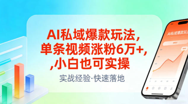 AI私域爆款玩法，单条视频涨粉6W+，小白也可实操网创-网赚-电商-tk-出海-AI-抖音-快手-小红书-视频号-玩法-创业-小程序-公众号-私域-s粉网创智库