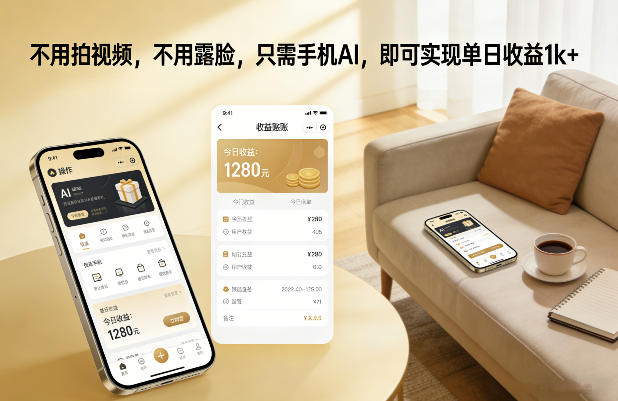 不用拍视频，不用露脸，只需手机AI，即可实现单日收益1k+【揭秘】网创-网赚-电商-tk-出海-AI-抖音-快手-小红书-视频号-玩法-创业-小程序-公众号-私域-s粉网创智库