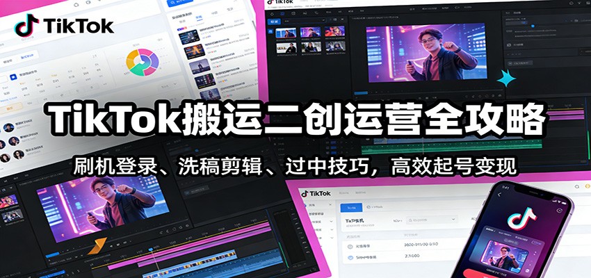TikTok搬运二创运营全攻略:刷机登录、洗稿剪辑 、过中技巧,高效起号变现 - 网创智库网创-网赚-电商-tk-出海-AI-抖音-快手-小红书-视频号-玩法-创业-小程序-公众号-私域-s粉网创智库