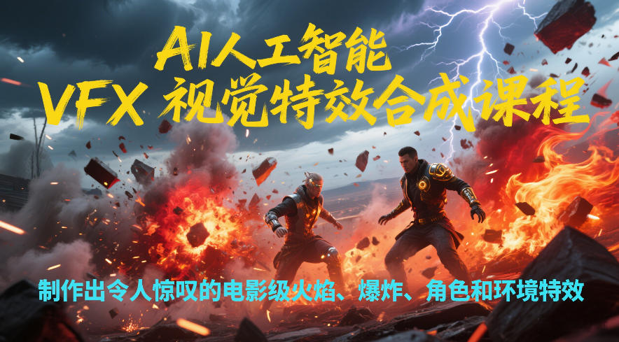 AI人工智能VFX视觉特效合成课程，制作出令人惊叹的电影级火焰、爆炸、角色和环境特效 - 网创智库网创-网赚-电商-tk-出海-AI-抖音-快手-小红书-视频号-玩法-创业-小程序-公众号-私域-s粉网创智库