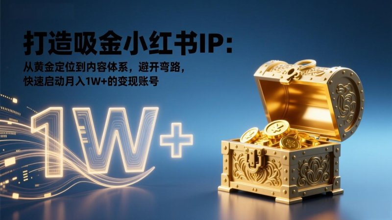 打造吸金小红书IP：从黄金定位到内容体系，避开弯路，快速启动月入1W+的变现账号网创-网赚-电商-tk-出海-AI-抖音-快手-小红书-视频号-玩法-创业-小程序-公众号-私域-s粉网创智库