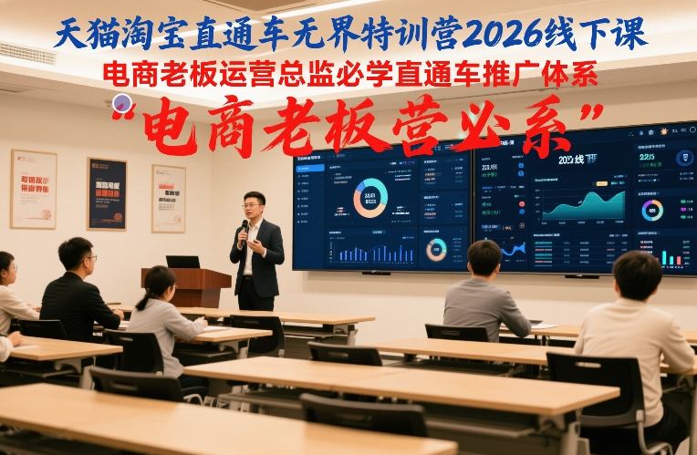 天猫淘宝直通车无界特训营2026线下课，电商老板运营总监必学直通车推广体系网创-网赚-电商-tk-出海-AI-抖音-快手-小红书-视频号-玩法-创业-小程序-公众号-私域-s粉网创智库