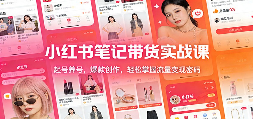 小红书笔记带货实战课：起号养号，爆款创作，轻松掌握流量变现密码 - 网创智库网创-网赚-电商-tk-出海-AI-抖音-快手-小红书-视频号-玩法-创业-小程序-公众号-私域-s粉网创智库