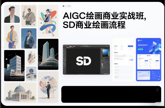AIGC绘画商业实战班，SD商业绘画流程网创-网赚-电商-tk-出海-AI-抖音-快手-小红书-视频号-玩法-创业-小程序-公众号-私域-s粉网创智库