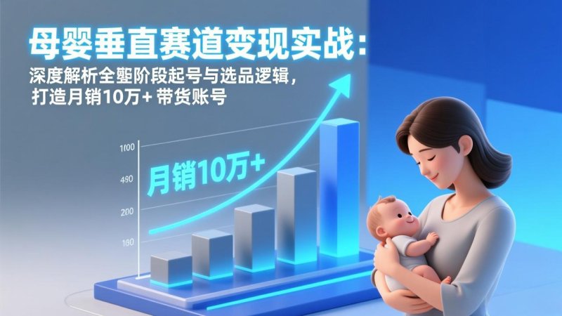 母婴垂直赛道变现实战：深度解析三大阶段起号与选品逻辑，打造月销10万+带货账号网创-网赚-电商-tk-出海-AI-抖音-快手-小红书-视频号-玩法-创业-小程序-公众号-私域-s粉网创智库