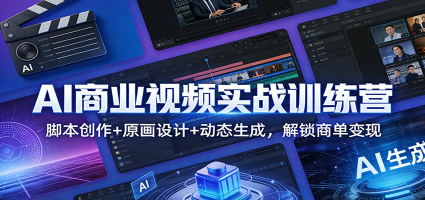 AI商业视频实战训练营：脚本创作+原画设计+动态生成，解锁商单变现 - 网创智库网创-网赚-电商-tk-出海-AI-抖音-快手-小红书-视频号-玩法-创业-小程序-公众号-私域-s粉网创智库