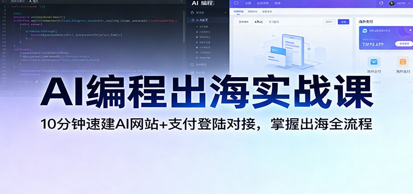 AI编程出海实战课：10分钟速建AI网站+支付登陆对接，掌握出海全流程 - 网创智库网创-网赚-电商-tk-出海-AI-抖音-快手-小红书-视频号-玩法-创业-小程序-公众号-私域-s粉网创智库
