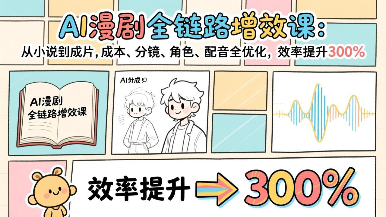 AI漫剧全链路增效课：从小说到成片，成本、分镜、角色、配音全优化，效率提升300% - 网创智库网创-网赚-电商-tk-出海-AI-抖音-快手-小红书-视频号-玩法-创业-小程序-公众号-私域-s粉网创智库