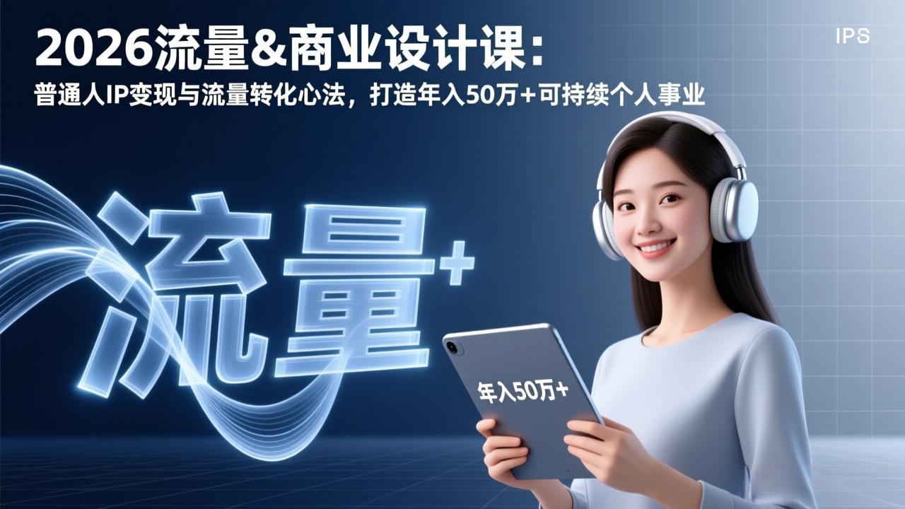 2026流量&商业设计课：普通人IP变现与流量转化心法，打造年入50万+可持续个人事业 - 网创智库网创-网赚-电商-tk-出海-AI-抖音-快手-小红书-视频号-玩法-创业-小程序-公众号-私域-s粉网创智库