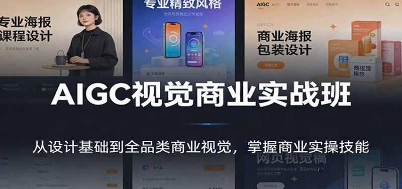 AIGC视觉商业实战班：从设计基础到全品类商业视觉，掌握商业实操技能网创-网赚-电商-tk-出海-AI-抖音-快手-小红书-视频号-玩法-创业-小程序-公众号-私域-s粉网创智库