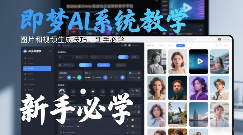 即梦AI系统教学，图片和视频生成技巧，新手必学网创-网赚-电商-tk-出海-AI-抖音-快手-小红书-视频号-玩法-创业-小程序-公众号-私域-s粉网创智库