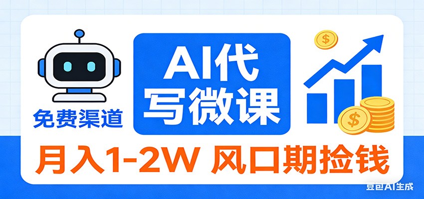 2026告别打工！AI 代写微课，提供免费渠道，月入 1-2W 风口期捡钱 - 网创智库网创-网赚-电商-tk-出海-AI-抖音-快手-小红书-视频号-玩法-创业-小程序-公众号-私域-s粉网创智库