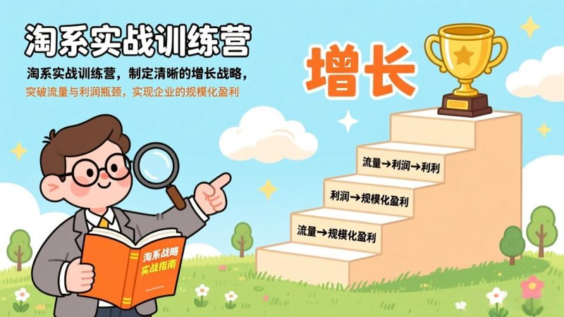 淘系实战训练营，制定清晰的增长战略，突破流量与利润瓶颈，实现企业的规模化盈利网创-网赚-电商-tk-出海-AI-抖音-快手-小红书-视频号-玩法-创业-小程序-公众号-私域-s粉网创智库