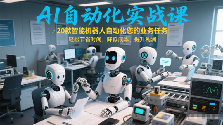 AI自动化实战课：20款智能机器人自动化您的业务任务，轻松节省时间，降低成本，提升利润网创-网赚-电商-tk-出海-AI-抖音-快手-小红书-视频号-玩法-创业-小程序-公众号-私域-s粉网创智库
