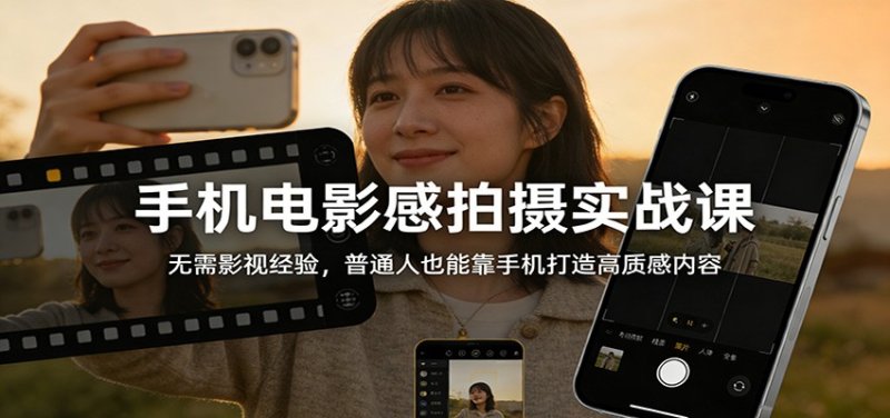 手机电影感拍摄实战课：无需影视经验，普通人也能靠手机打造高质感内容网创-网赚-电商-tk-出海-AI-抖音-快手-小红书-视频号-玩法-创业-小程序-公众号-私域-s粉网创智库