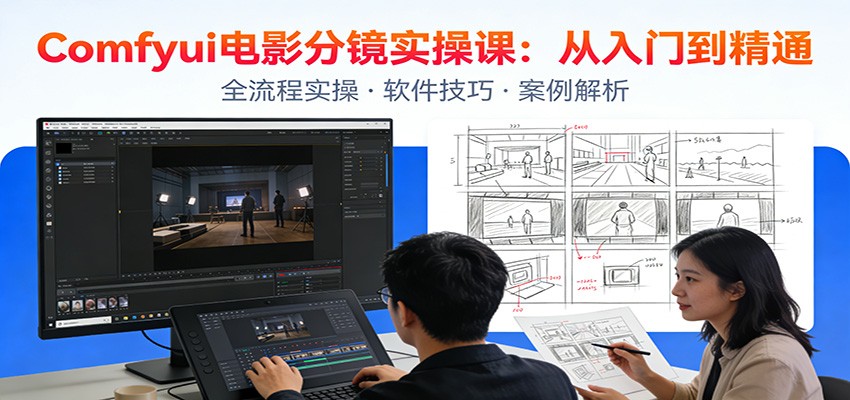 ComfyUI电影分镜实操课：分镜一致性，全流程AI视频制作，零基础也能做专业分镜网创-网赚-电商-tk-出海-AI-抖音-快手-小红书-视频号-玩法-创业-小程序-公众号-私域-s粉网创智库