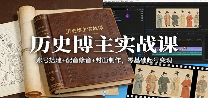 历史博主实战课：账号搭建+配音修音+封面制作，零基础起号变现网创-网赚-电商-tk-出海-AI-抖音-快手-小红书-视频号-玩法-创业-小程序-公众号-私域-s粉网创智库
