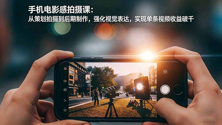 手机电影感拍摄课：从策划拍摄到后期制作，强化视觉表达，实现单条视频收益破千 - 网创智库网创-网赚-电商-tk-出海-AI-抖音-快手-小红书-视频号-玩法-创业-小程序-公众号-私域-s粉网创智库