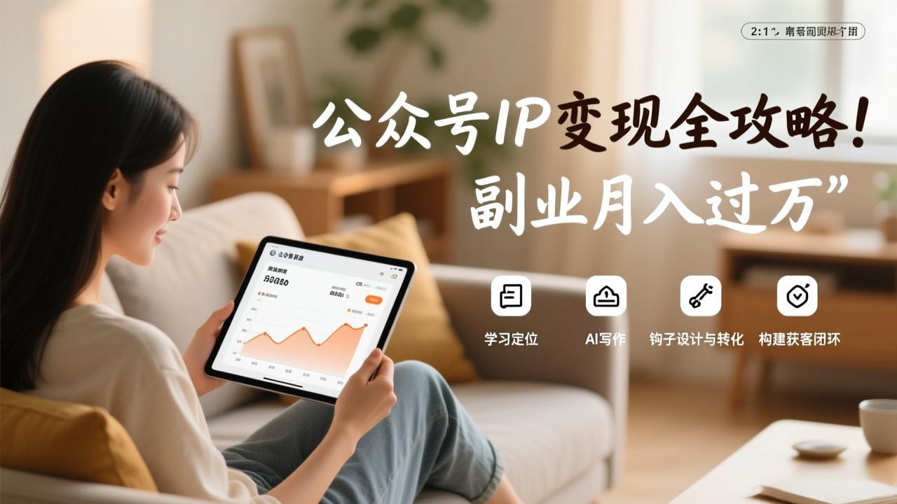 公众号IP变现全攻略，学习定位、AI写作、钩子设计与转化，构建获客闭环，副业月入过万 - 网创智库网创-网赚-电商-tk-出海-AI-抖音-快手-小红书-视频号-玩法-创业-小程序-公众号-私域-s粉网创智库